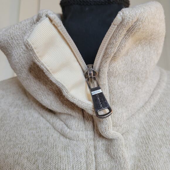 Lands End Womens Sweater Fleece Line Jacket Tan Heather Full Zip Pockets✨️L Tall - Picture 8 of 13